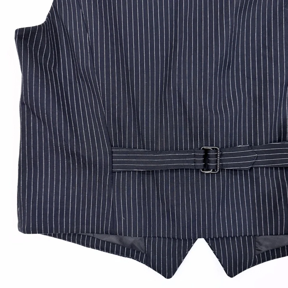 rag & bone Navy Pinstripe Wool Blend Vest - Picture 4 of 8